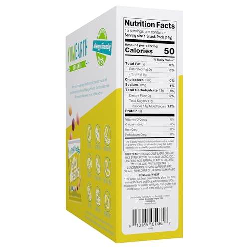 YumEarth Organic Jelly Beans - Fruity Candy Snack Packs, Gluten Free Snacks for Kids - Allergy Friendly, Non-GMO, No Artificial Dyes - Assorted Flavors, 7.5 oz. (Pack of 15)