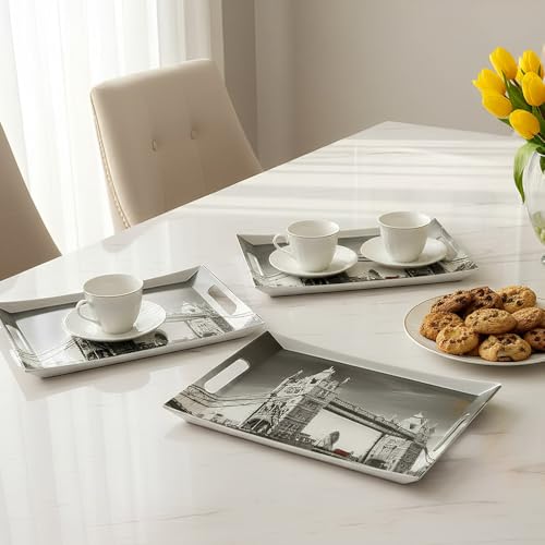 Image of UPC Premium Melamine Break Resistant Serving Tray Set Shape-Ocean Modern Designs(Set of 3 - S, M, L)