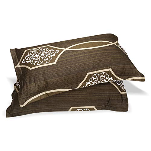 Image of Swayam Mercerized Pure Cotton Double Bedsheet with 2 Pillow Covers | Size 90 x 108 inch | 250 TC | Ethnic Motifs Design | Soft Breathable Bed Sheet | Comfortable & Durable for Bedroom - Dark Brown