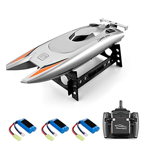 VEVOR Barca Telecomandata 2.4GHz 12 Km/h | Giocattolo RC Per Piscina E Lago Con Luci LED, Doppi Motori, Impermeabile, Blu