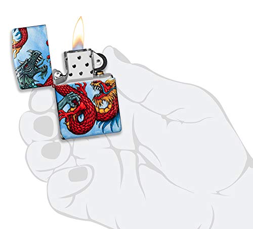 Encendedor Zippo diseño dragón rojo bolsillo miniatura 5