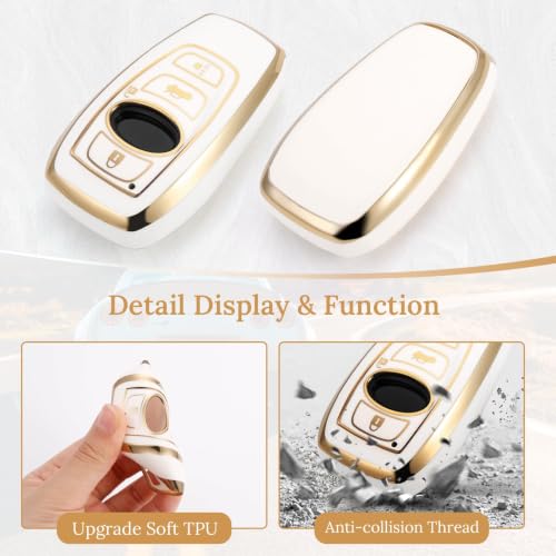 Image of for Subaru Key Fob Cover with Upgraded Anti loss Durable Metal Keychain, Fashionable Soft Case for WRX BRZ Ascent Crosstrek Forester Impreza Legacy STI (Gold, A1)