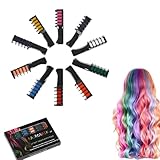 12 Colors Festive Fun Hair Chalk Combs, 2026 New Temporary Glitter Hair Colors Hairs Chalk Combs, Washable,Quick Dry for All Ages (10 Colors-A)