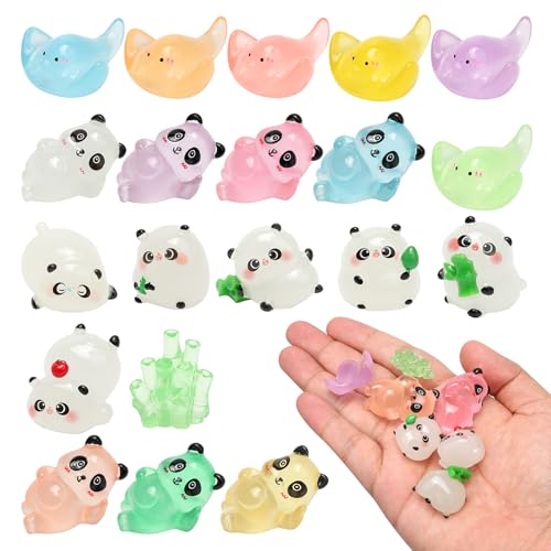 Mini Figurines en résine d'animaux, lot de 20, drôles, mélangés, petites figurines en résine mignonnes qui brillent dans l'obscurité, raie manta, panda,...
