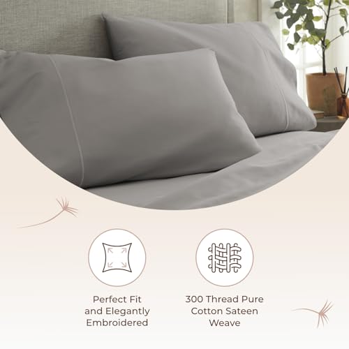 Image of 100% Organic Cotton Pillow Cases Standard Size Set of 2-100% Cotton Pillowcases GOTS Certified 300 Thread Count -Naturally Cooling Comfortable Breathable & Soft Pillow Cases (Classic Grey, Standard)