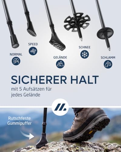 NORDMUT® Wanderstöcke Teleskop aus stabilen Aluminium oder Carbon - Leichte Nordic Walking Stöcke Damen und Herren - Komfortable Korkgriffe… – Ansicht 6