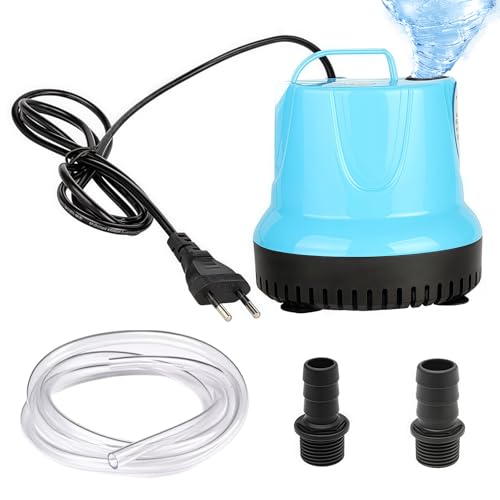 Sporgo 35W 1500L/H Mini Wasserpumpe: Ultra Leise Tauchpumpe Klein mit 3 Düse & 1,5 m Schlauch, Aquarium Pumpe Klein Springbrunnenpumpe für Aquarium, Garten, Brunnen, Teich(Blau)
