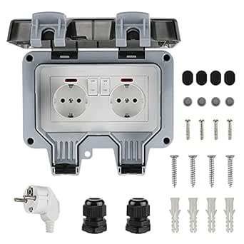 Außensteckdose Gartensteckdose Wasserdicht Feuchtraum Steckdose IP66 2