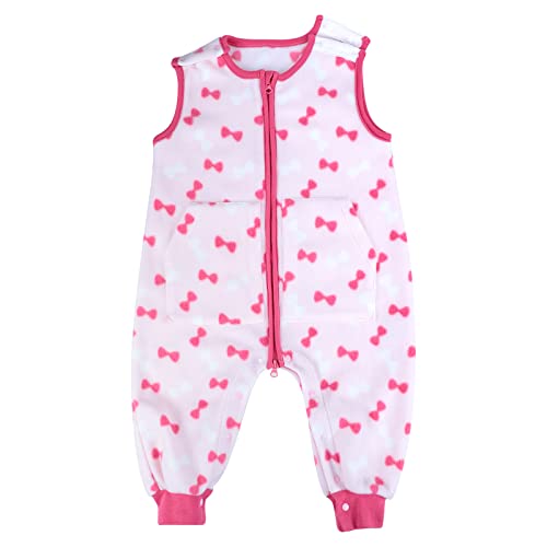 FLYISH DIRECT Gigoteuse a Pieds Tog 1, Gigoteuse avec Jambes sans Manches, 4 Saisons Gigoteuse en Polaire, Sac de Couchage Bebe, 18-24 Mois, Noeud Rose Cover