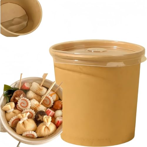 スープカップ(100個)使い捨て(蓋付きまたは蓋なし)Wapik 電子レンジ/冷凍庫/漏れ防止耐熱厚手段ボール製テイクアウト容器業務用および家庭用ウォーターカップ(ドーム型蓋付きまたはドーム型蓋なし) (PPプラスチック製フタ,12A)