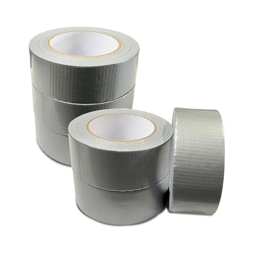 Image of JeeJaan® 6 Rolls of Silver Duct Tape 50mm x 50m Waterproof Gaffa Tape for Plumbing Electrical and Outdoor Use Strong Adhesive Durable Weatherproof Perfect for Sealing Fixing and Repairing