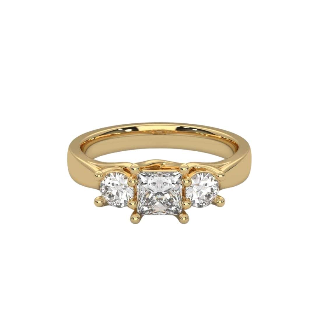 Trellis Set Princess and Round Cut 1 Ct. Moissanite Diamond Three Stone Ring for Women, 925 Sterling Silver, 18k Gold Plated, Classic Jewelry Gift for Her-image-28