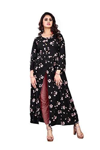 Image of H.E HAMZA ENTERPRISER Printed Crepe Material Brown Western Dress For Women