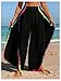 BEAUDRM Women's Bathing Suit Cover Up Pants Split Sheer Flowy Beach Elastic Waist Wide Leg Swimsuit Pants Solid Black Small