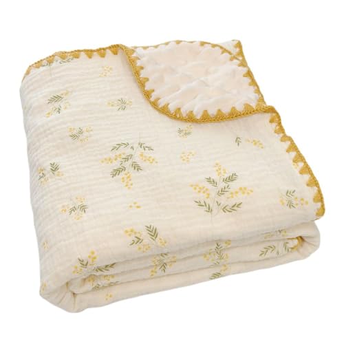 Image of Gunnaicat Baby Muslin Thick Blanket Double Layer Soft Neutral Receiving Blanket Crib Bedding 40x40 inch Throw Blanket 40"x40"