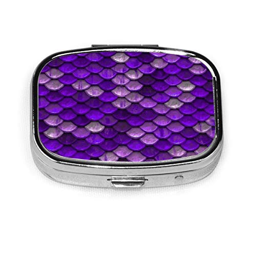 Preisvergleich Produktbild Lila Meerjungfrau skaliert benutzerdefinierte Mode Silber Quadrat Pillendose Medizin Tablet Halter Wallet Organizer Case für Tasche oder Geldbörse
