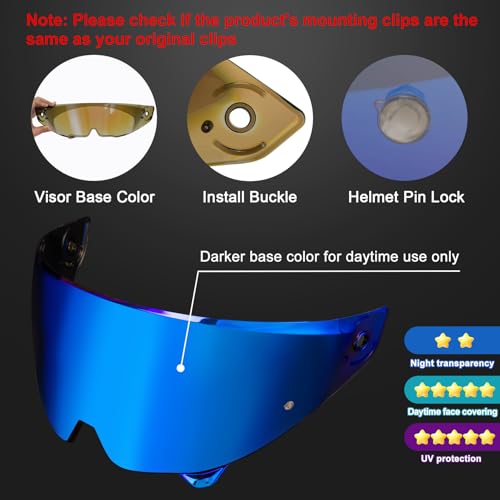Image of PSLER Shatterproof Motorcycle Helmet Visor for Atlas 3.0 4.0,Deep Blue