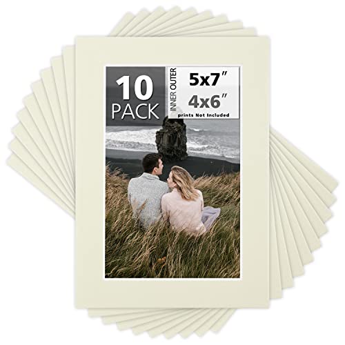 Mat Board Center 10 Pack 5x7 Photo Mats for 4x6 Picture - Light Gray