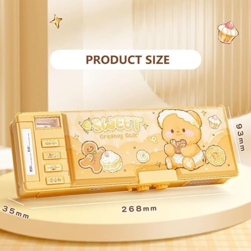 Image of Royals hub Stylish Geometry Password Lock Compass Box, Multifunctional Double Sided Compass Box for Kids, Creamy Bear Theme School Return Gifts (Vibrant Cartoon Theme)