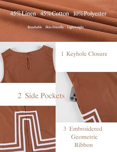Image of Womens Summer Boho A-Line Mini Dress Sleeveless Sundress Color Block Beach Coverups