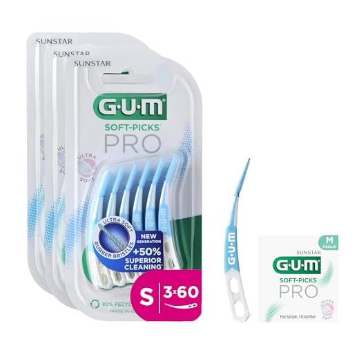 GUM SOFT-PICKS PRO palillos interdentales | forma curvada para facilitar el acceso a zonas complicadas | acción suave para las encías sensibles | [S - 3x60] (+1 muestra extra)