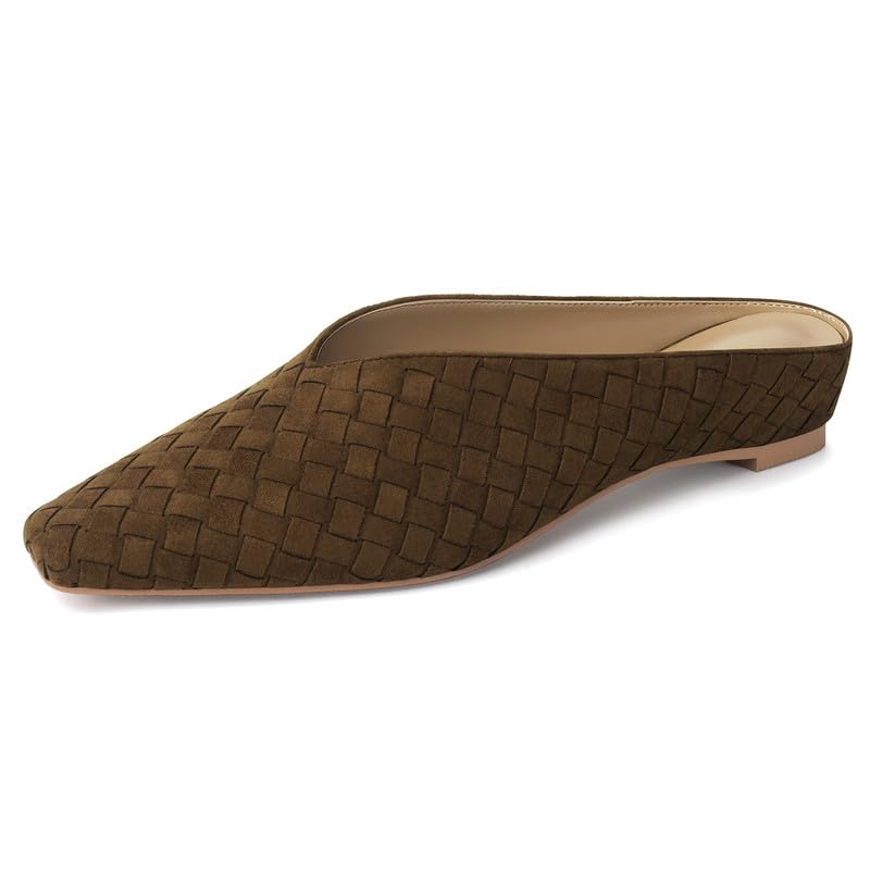 Image of Woven Mules for Women Slip on Comfortabke Metallic Slides Ladies Trendy Square Toe Hidden Wedge Mules