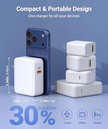 Image of 65W Retractable Wall Charger, USB C Charger Wall Plug with USB C & Apple Cable,Fast Charging Foldable Block Multi Charger,Travel Essentials Brick Multiport for i-Phone 17 /16 /15,iPad,Galaxy(1Pack)