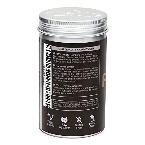 Noomadic Reishi Mushroom, 60 Capsules, 500Mg Each, General Wellness & Longevity, Hot Water Extract, Fruiting Bodies, 30% Beta-D-Glucans #TOP2