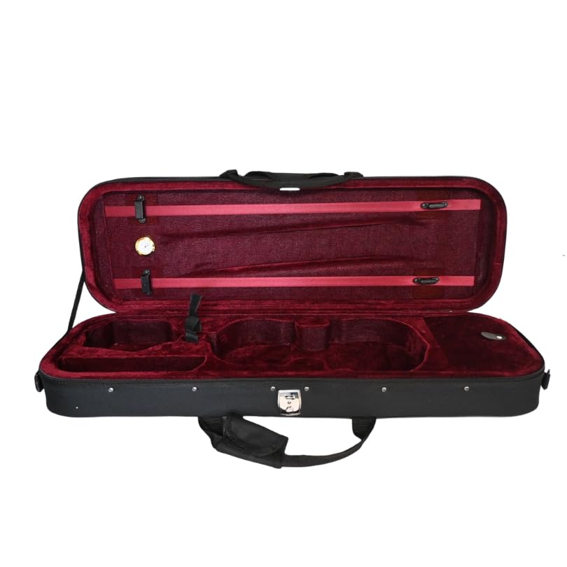 mezzo-forte Geigenkasten Violine 4/4 Rechteck-Format, leicht, stabil, schwarz/dunkelrot – Rucksackgurte