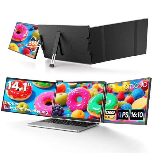 Omiodo 14" Laptop Bildschirm Erweiterung Screen Extender FHD 1200P Anti-Glare Ultradünn Tragbarer Monitor Für Laptop mit Ständer Plug &… – Ansicht 1