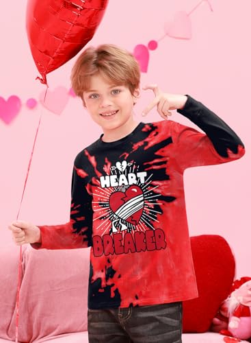 Valentine's Little Kids Long Sleeve Crew Neck Love Patterned Sweatshirts Patry Pullover Red Black Heart Breaker 3-4 Years3