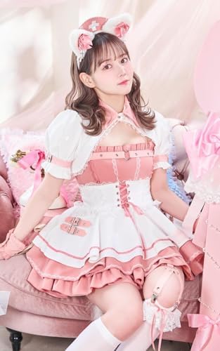[Malymoon] コスプレ ナース ネコ キャット 猫耳 看護師 佐藤ノア 病院 クリニック ミニスカート リボン アイドル 衣装 仮装 マリームーン 6点セット 9987 詳細画像5