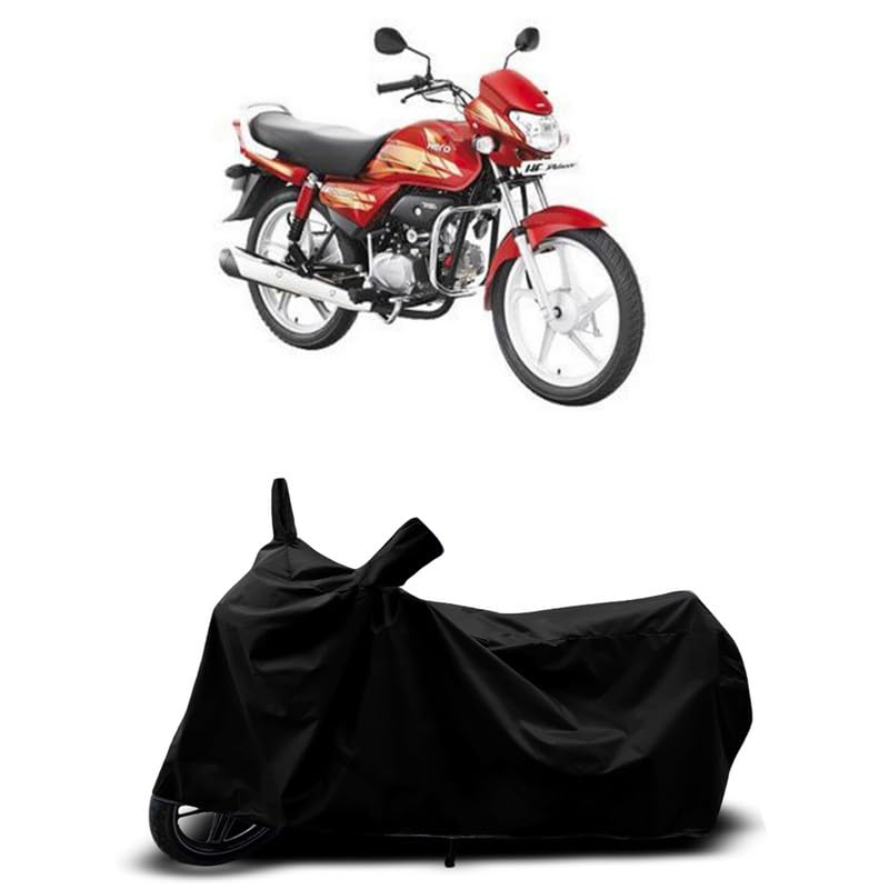 Image of DUFFEL-All Two Wheeler Bike /Scooty Body Cover Used for Hero HF Deluxe BS6 Heat Protectio /Water Resistance /UV-Rays /Birds Dropping /Scratchproof /Dust Proof /Waterproof All Variants [Black]