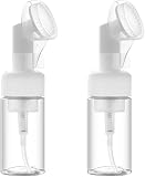 2 Pcs 100ml Empty Foaming Bottles Mousse Foam Bottles Facial Cleanser Foam Clear Pump with Brush Head, Refillable Cosmetic Pump Dispensers, Pump Dispensers
