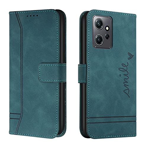 Trugox Handyhülle für Xiaomi Redmi Note 12 4G Hülle Klappbar Klapphülle mit Kartenfach Handytasche Handy Schutzhülle Tasche Leder Wallet Flip Case Slim Book Cover - Blaugrün