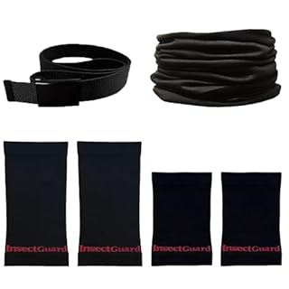 InsectGuard Permethrin Treated Tick Gaiters/Sleeves and Mosquitoes Flies Chiggers & More Insect Repellent Complete Package 2 (Black/Black)