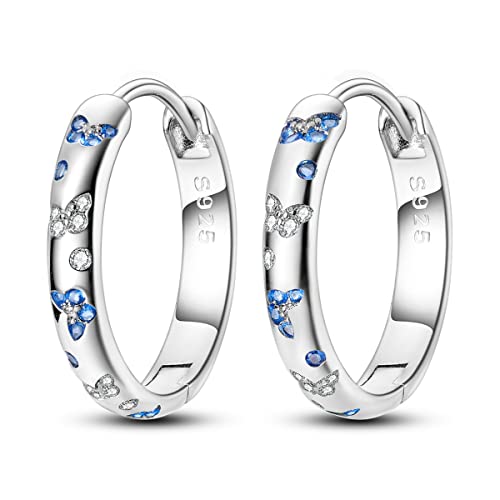 Parmuz Creolen aus 925er-Sterlingsilber für Damen Schmetterling groß, klein, Huggie, verschiedene hypoallergene, modische, trendige Ohrringe, Schmuck für Geburtstagsfeier