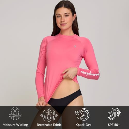 Champion Women's Long Sleeve Rash Guard, UPF 50+ SPF Protection Swim Shirt - image 4