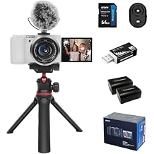 ORDRO 5K Digital Camera for Photography & YouTube Vlogging - 12X Optical Zoom, IPS Touch Flip Screen, WDR/Night Vision - Bundle Kit w/64GB Card, Mic, TelescopingTripod