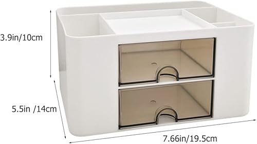 Miniatura 3 de Operitacx Caja organizadora de escritorio transparente para dormitorio, suministros de oficina y cosméticos, diseño que ahorra espacio para un