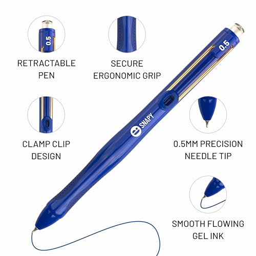 Image of Anupam Snapy Roller Gel Pen 0.5 mm, Waterproof Smooth Quick-Dry Dark Ink, Comfortable Grip Exam & Office Pen, Refillable (3 Blue Body BlueInk, 1 Black Body BlackInk)