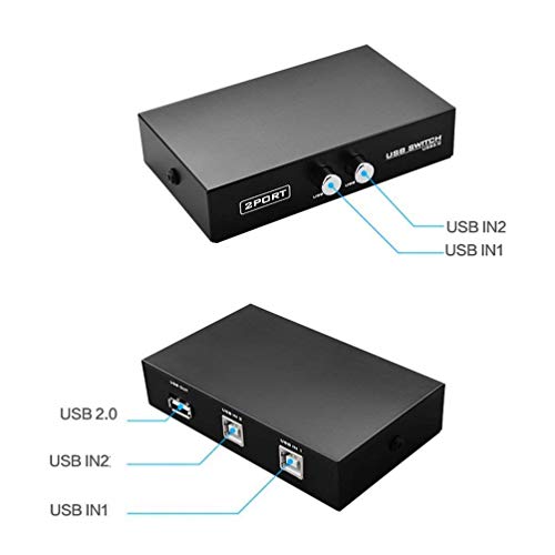 Image of Printer Sharing USB Switch 2 Ports USB 2.0 Selector for PC Sharing Switch Box for PC Computer Scanner Printers Projector Camera and Keyboard