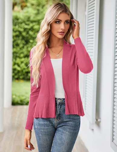 Image of GRACE KARIN Women's Lightweight Peplum Cardigan Sweaters Open Front Cropped Cardigan Long Sleeve Trendy Summer Knit Tops
