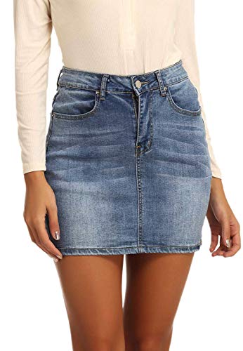 GUANYY Damen-Jeansrock/Jeansrock/Minirock - Blau - Mittel Cover
