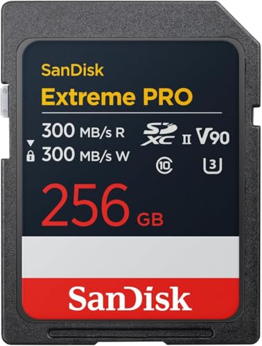 SANDISK Extreme PRO 256 GB SDXC UHS-II Karte (bis zu 300 MB/s Lesegeschwindigkeit & Schreibgeschwindigkeit, V90, 8K)
