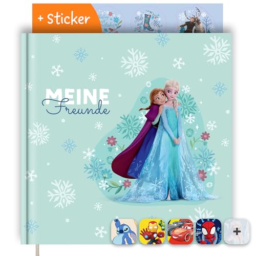 PRINTHOUSE ELSA & Anna Freundebuch Kindergarten Mädchen Inkl. Sticker - Offiziell Lizensiertes Disney Produkt - Freundschaftsbuch Kindergarten Freundebuch Mädchen Meine Kindergartenfreunde Buch 20x20
