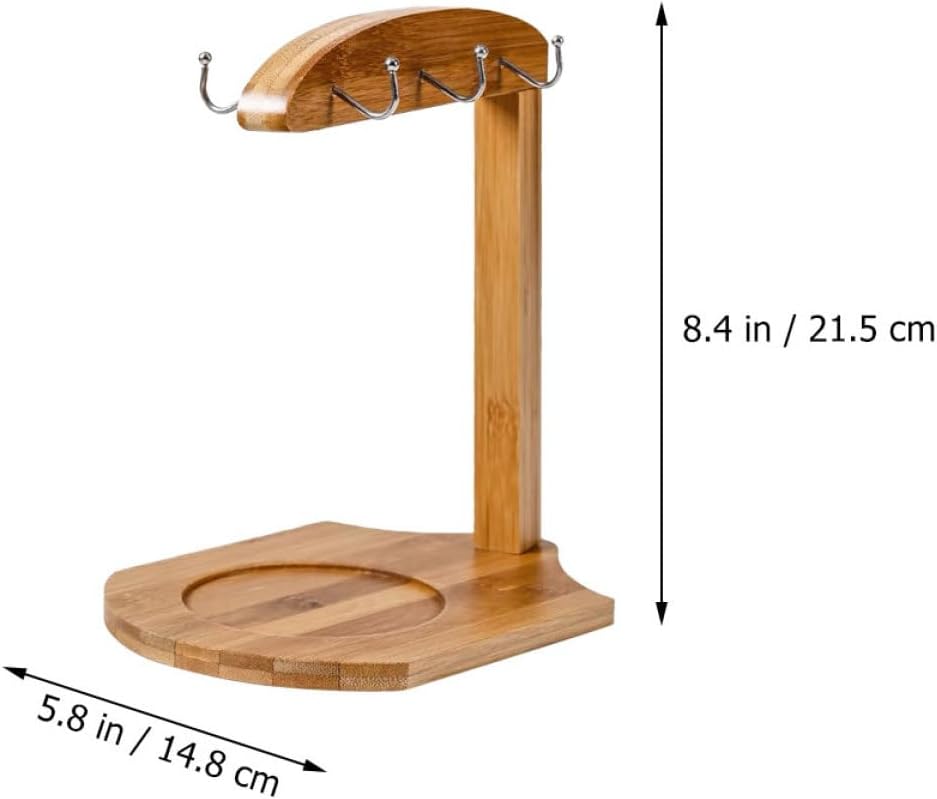 Hemobllo Bamboo Mug Holder Hooks Elegant Kitchen Cup Storage Rack for Organizing Mugs and Tea Cups Space-Saving Design for Coffee Stations and Home Decor