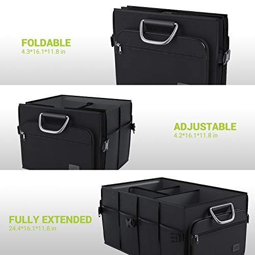 MIU COLOR Foldable Car Trunk Organizer Washable Automotive Storage Box Suitable for SUV with 2 Straps (Black Trunk Large) (Update) - Thumbnail 5