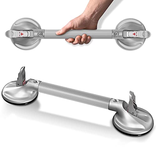 Dailylife Suction Cup Grab Bar For Bathroom, Tool Free Shower Handle, Portable Grab Handle For Bathtub, Safety Rail For Handicap Elderly Senior, Quick (Dis) Assemble, Heavy Duty (253 Lb), 21" Silver #TOP4