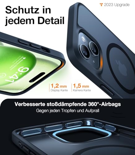 Image of TORRAS Magnetic Shockproof for iPhone 15 Case iPhone 14 Case, 12FT Military Grade Drop Protection, Translucent Slim Protective Anti-Scratch, Black